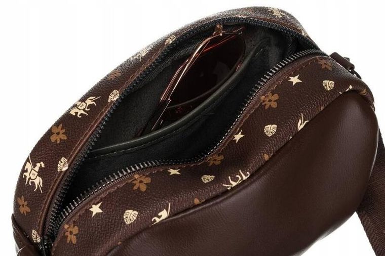 Torebka listonoszka, brązowa, skóra ekologiczna, David Jones