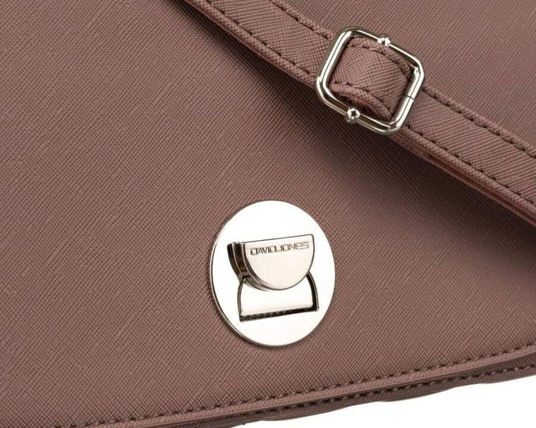 Torebka listonoszka, brązowa, skóra ekologiczna, David Jones