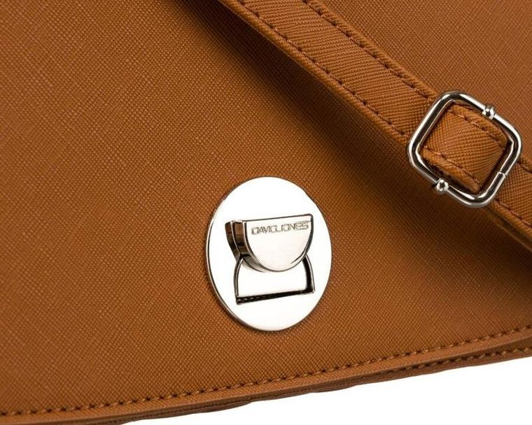 Torebka listonoszka, brązowa, skóra ekologiczna, David Jones