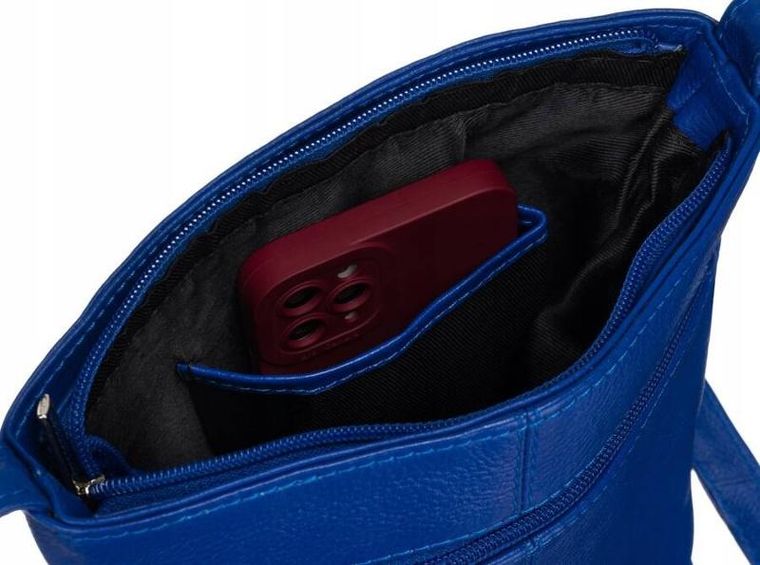 Torebka listonoszka, ciemnoniebieska, skórzana, Rovicky