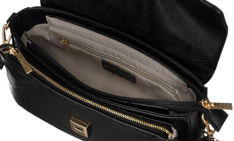 Torebka listonoszka, czarna, skóra ekologiczna, Peterson