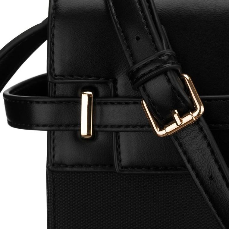 Torebka listonoszka, czarna, skóra ekologiczna, Peterson