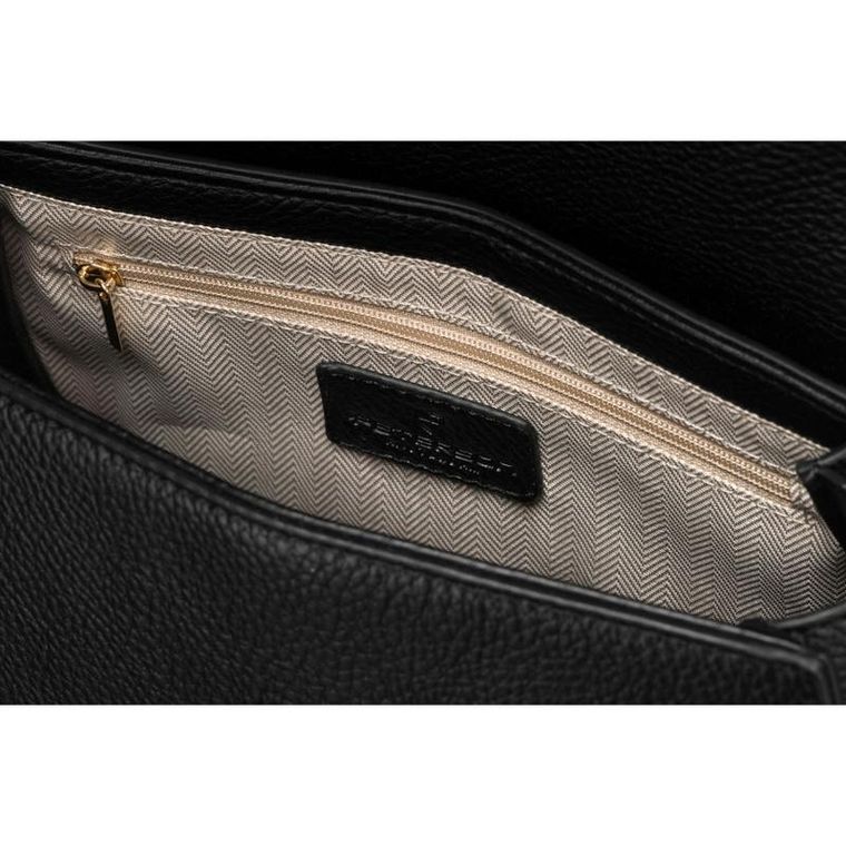 Torebka listonoszka, czarna, skóra ekologiczna, Peterson