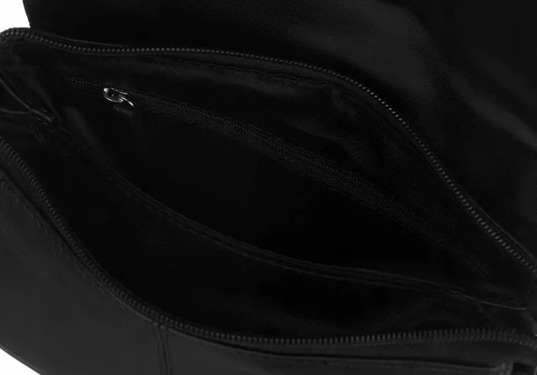 Torebka listonoszka, czarna, skórzana, Peterson