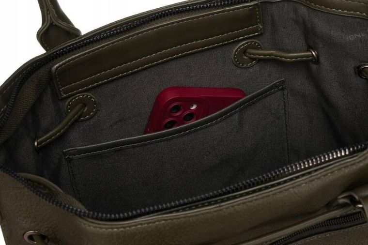 Torebka listonoszka, khaki, skóra ekologiczna, David Jones