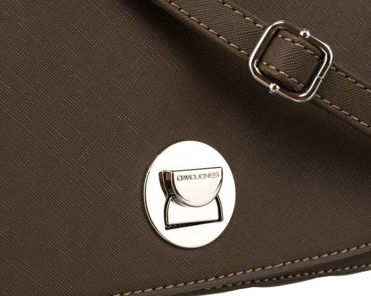 Torebka listonoszka, khaki, skóra ekologiczna, David Jones