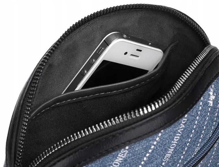 Torebka listonoszka, niebieska, denim, David Jones