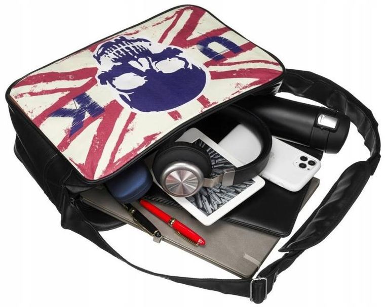 Torebka listonoszka, sportowa, czarna, skóra ekologiczna, Loren