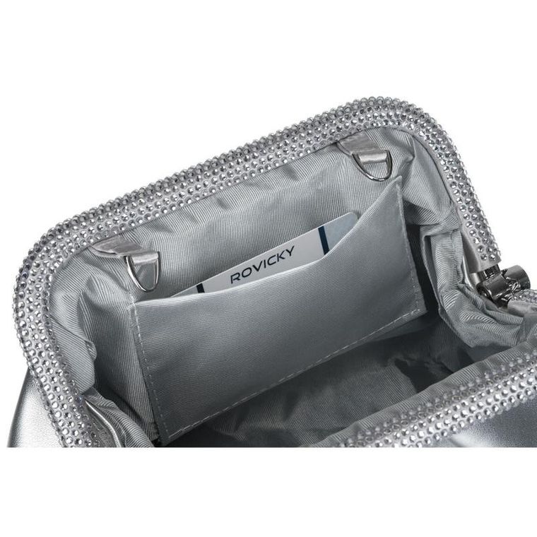 Torebka listonoszka, srebrna, skóra ekologiczna, Rovicky