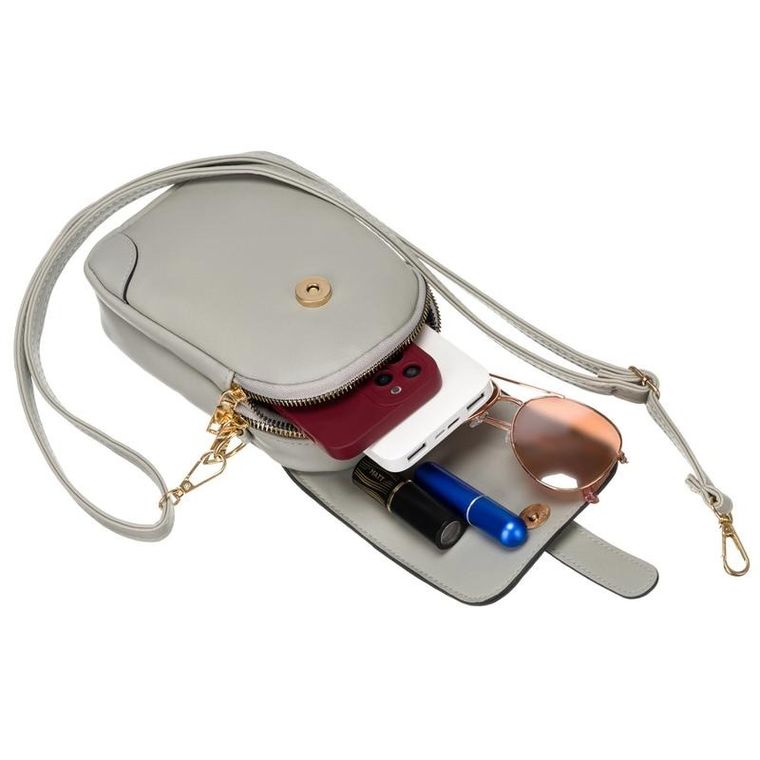 Torebka listonoszka, szara, skóra ekologiczna, Rovicky