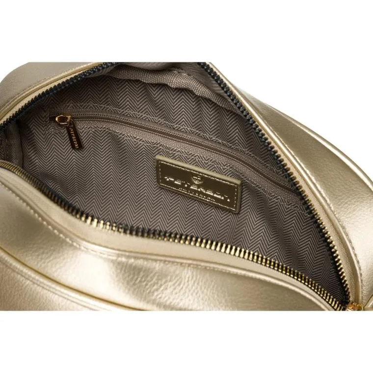 Torebka listonoszka, złota, skóra ekologiczna, Peterson