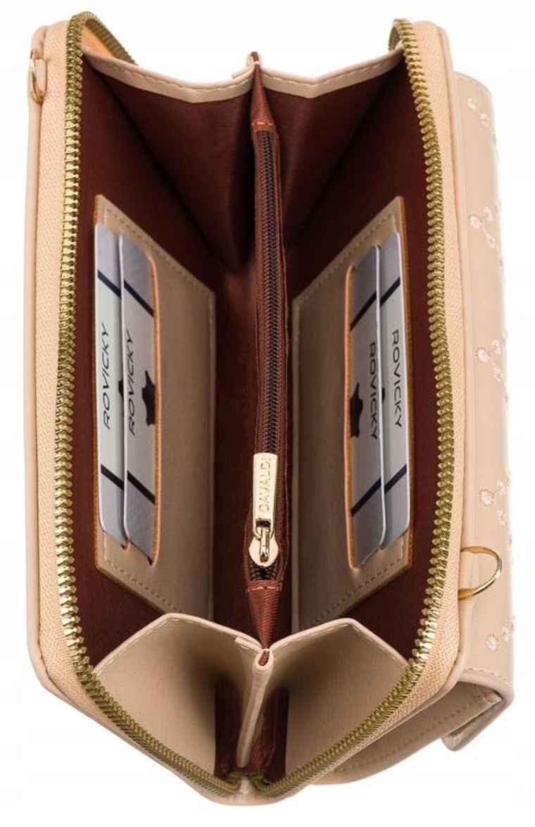 Torebka-portfel, beżowa, skóra ekologiczna, Cavaldi