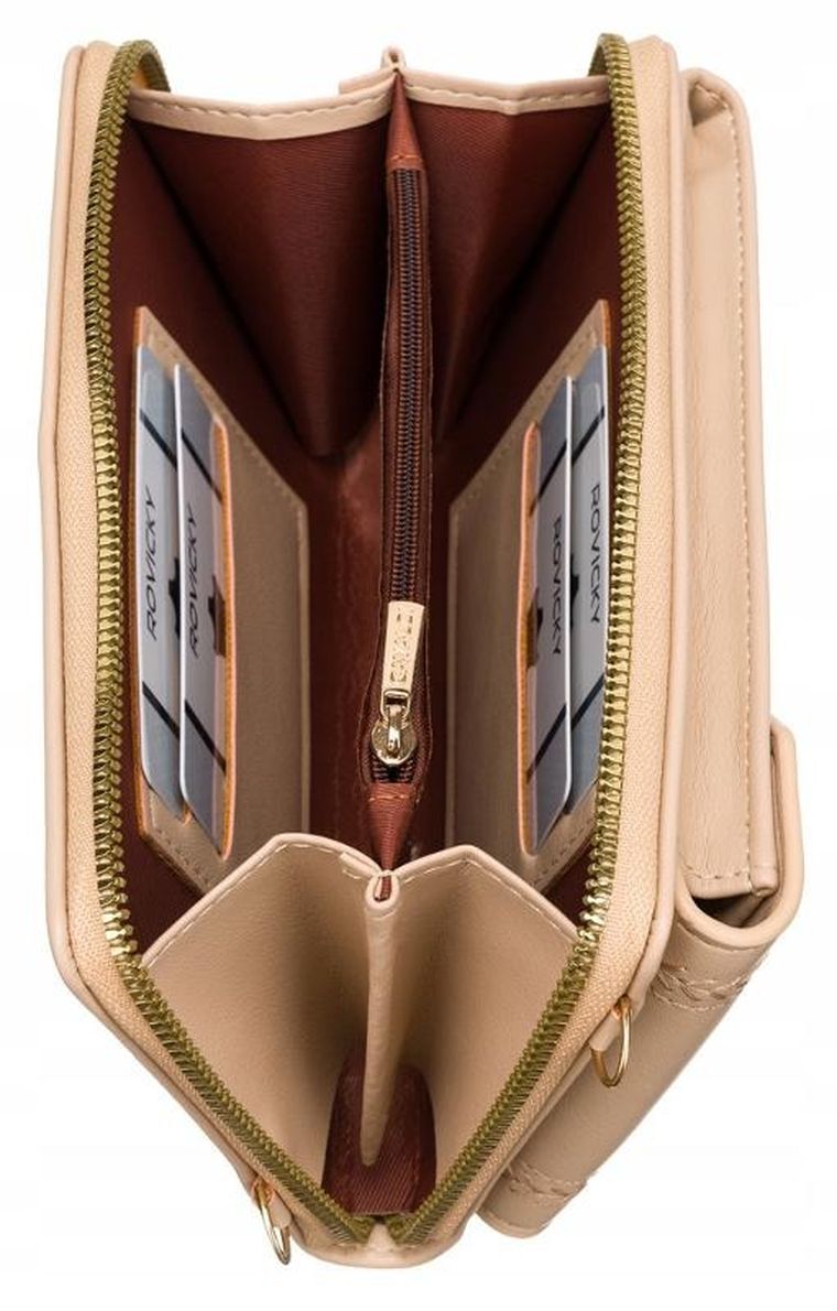 Torebka-portfel, beżowa, skóra ekologiczna, Cavaldi