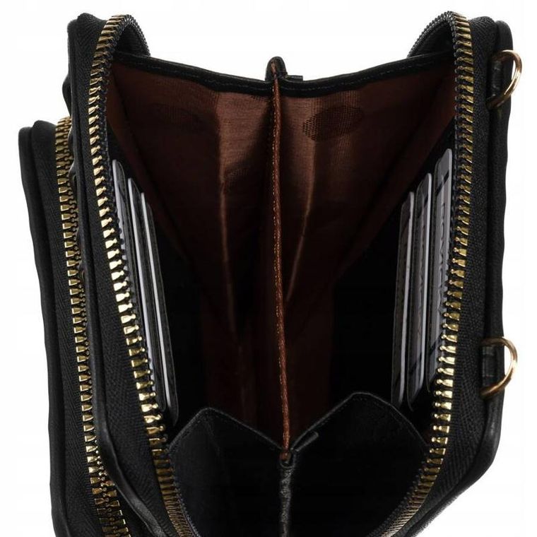 Torebka-portfel, czarna, skóra ekologiczna, Rovicky