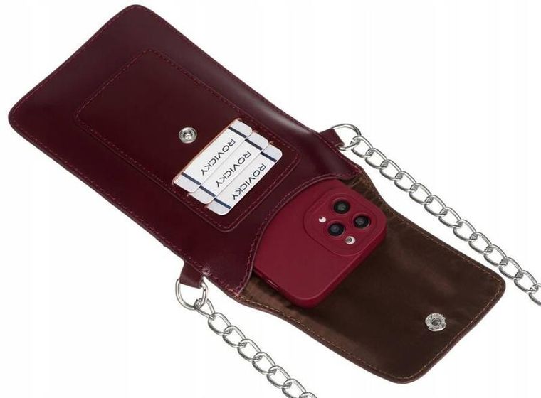 Torebka-portfel, czerwona, skórzana, Cavaldi