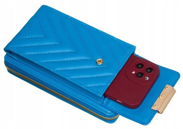 Torebka-portfel, niebieska, skóra ekologiczna, Cavaldi