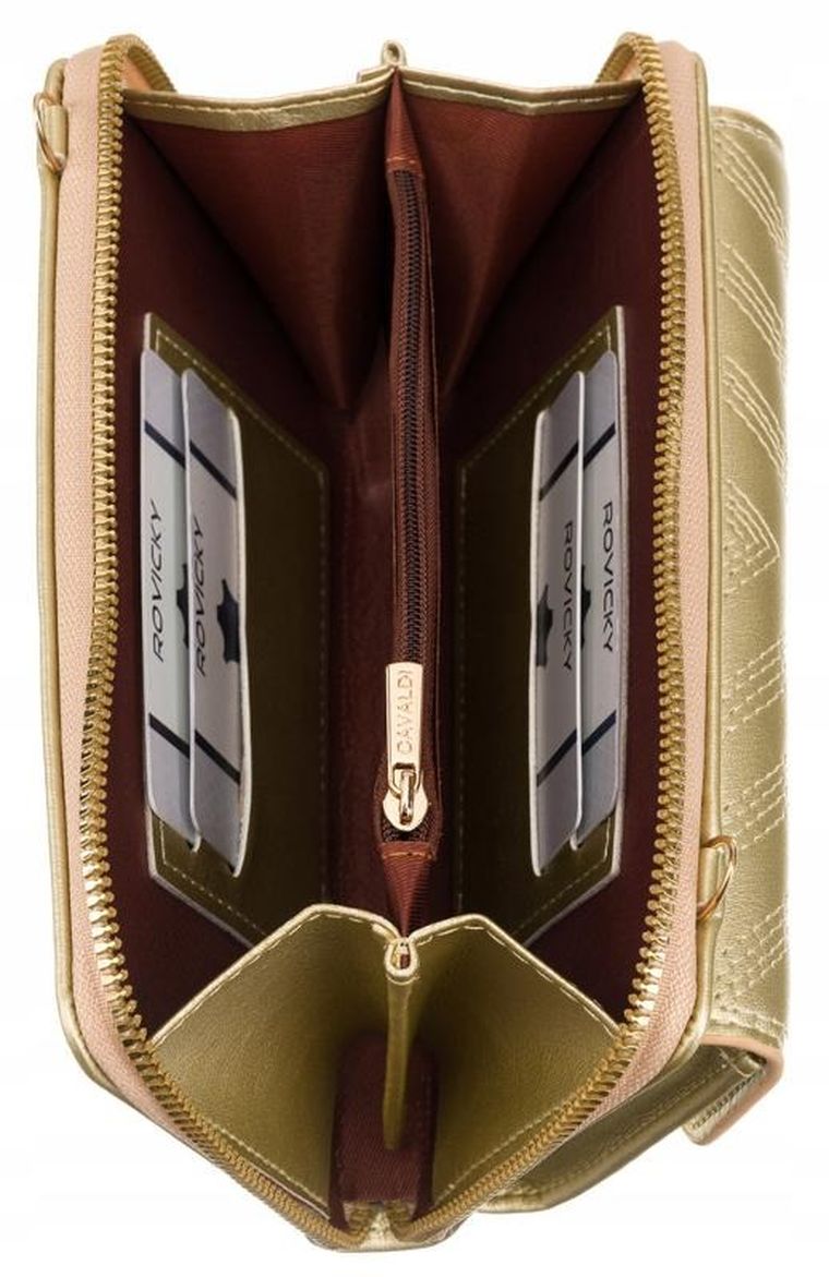 Torebka-portfel, złota, skóra ekologiczna, Cavaldi