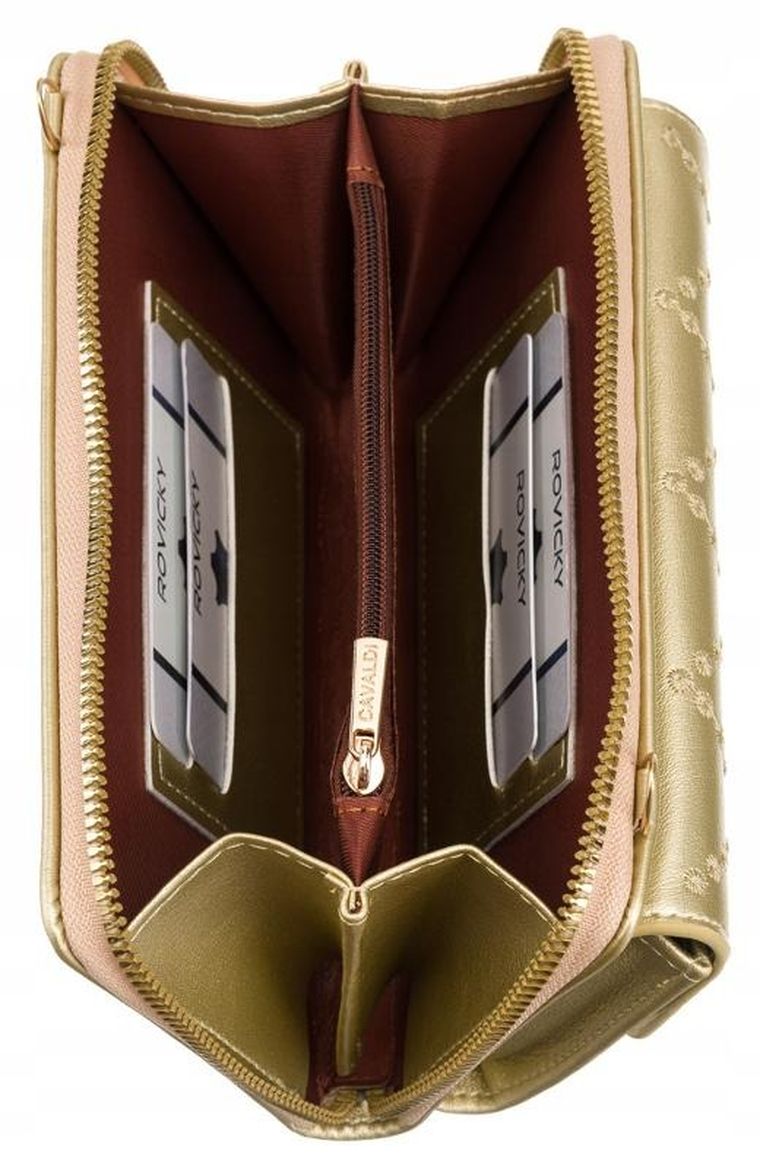 Torebka-portfel, złota, skóra ekologiczna, Cavaldi