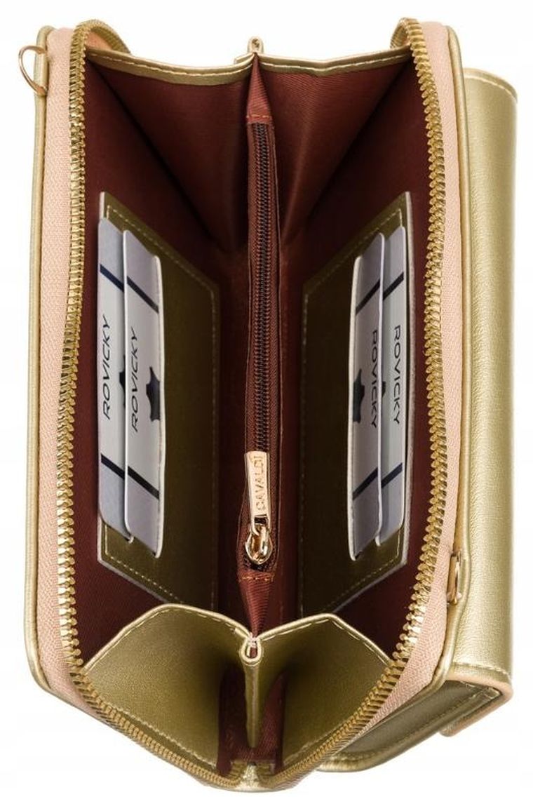 Torebka-portfel, złota, skóra ekologiczna, Cavaldi