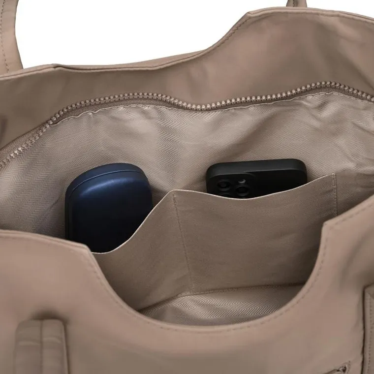 Torebka shopper, beżowa, poliester, Peterson