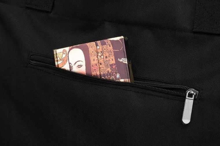 Torebka shopper, czarna, materiałowa, Rovicky