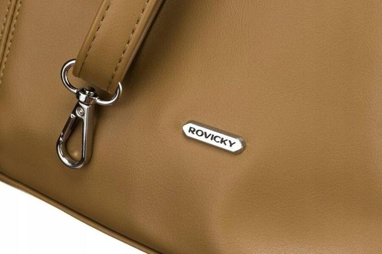 Torebka shopper, jasnobrązowa, skóra ekologiczna, Rovicky