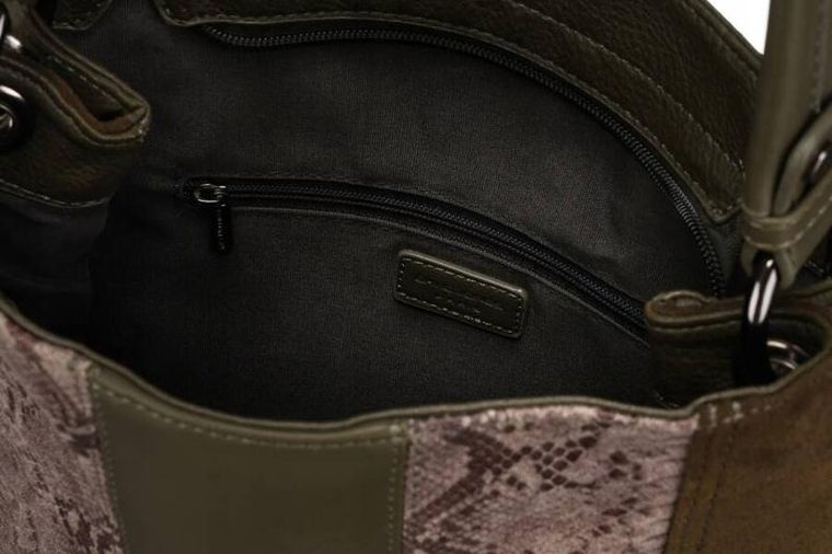 Torebka shopper, khaki, skóra ekologiczna, David Jones