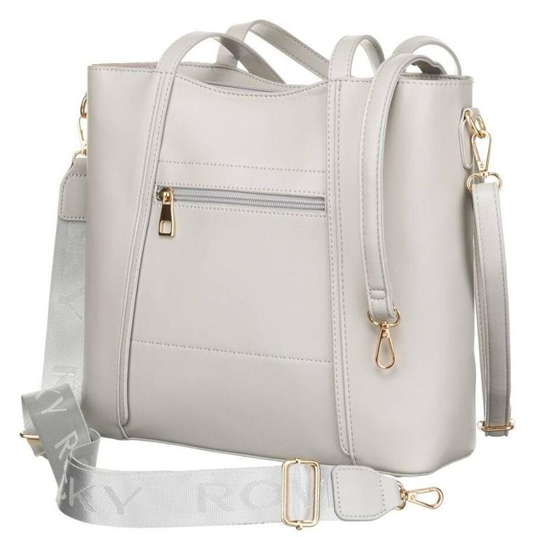 Torebka shopper, szara, 2w1, skóra ekologiczna, Rovicky