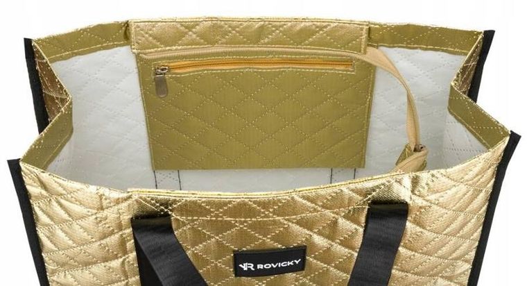 Torebka shopper, złota, skóra ekologiczna, Rovicky