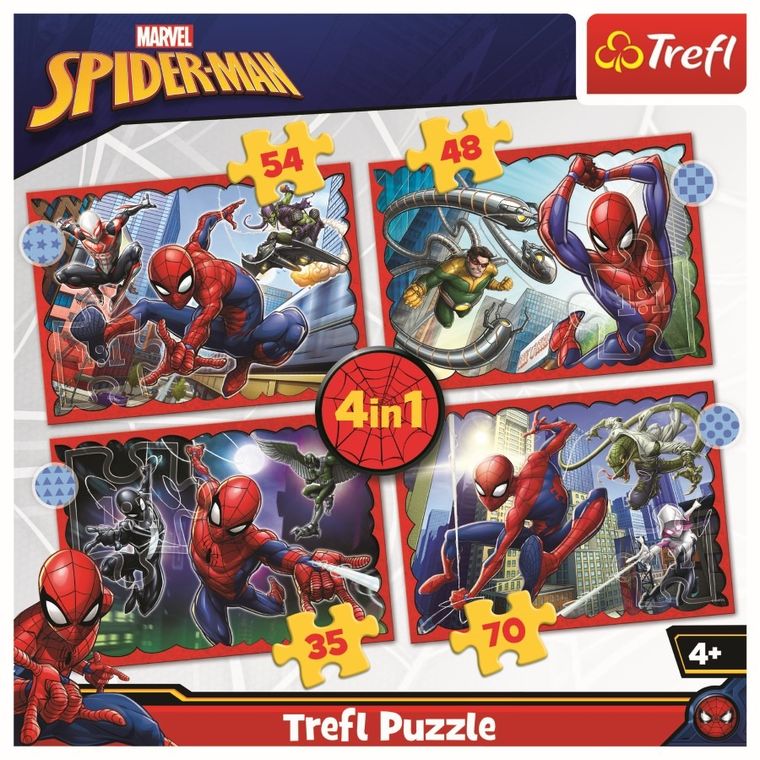 Trefl, Bohaterski Spider-Man, puzzle 4w1