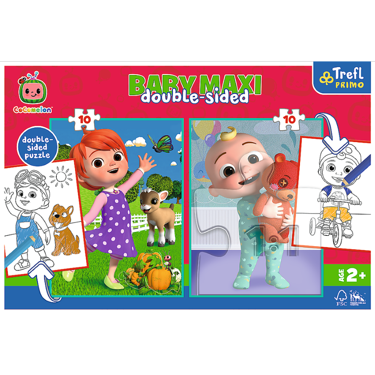 Trefl, Cocomelon, Przyjaciele, puzzle maxi dwustronne, 2-10 elementów