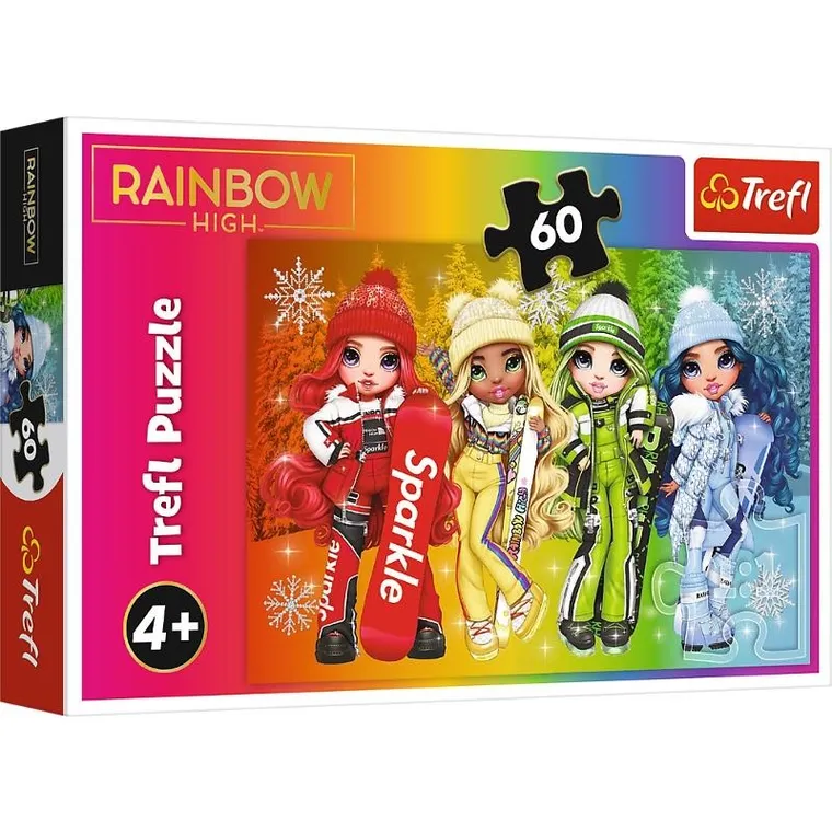 Trefl, Kraina Lodu 2, Skoczki, zręcznościowa gra familijna + Rainbow High, Radosne lalki, puzzle, 60 elementów gratis, zestaw promocyjny