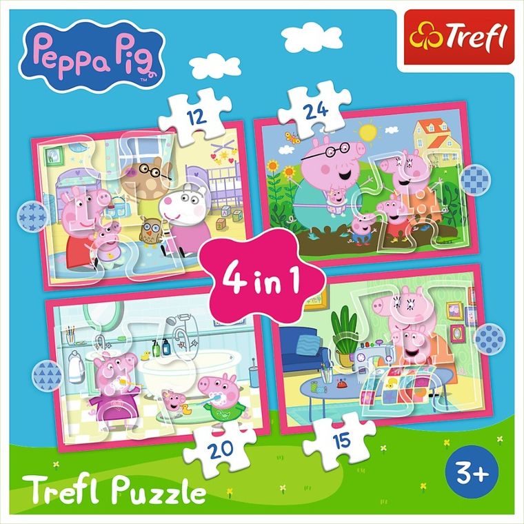 Trefl, Peppa uwielbia przygody, puzzle 4w1