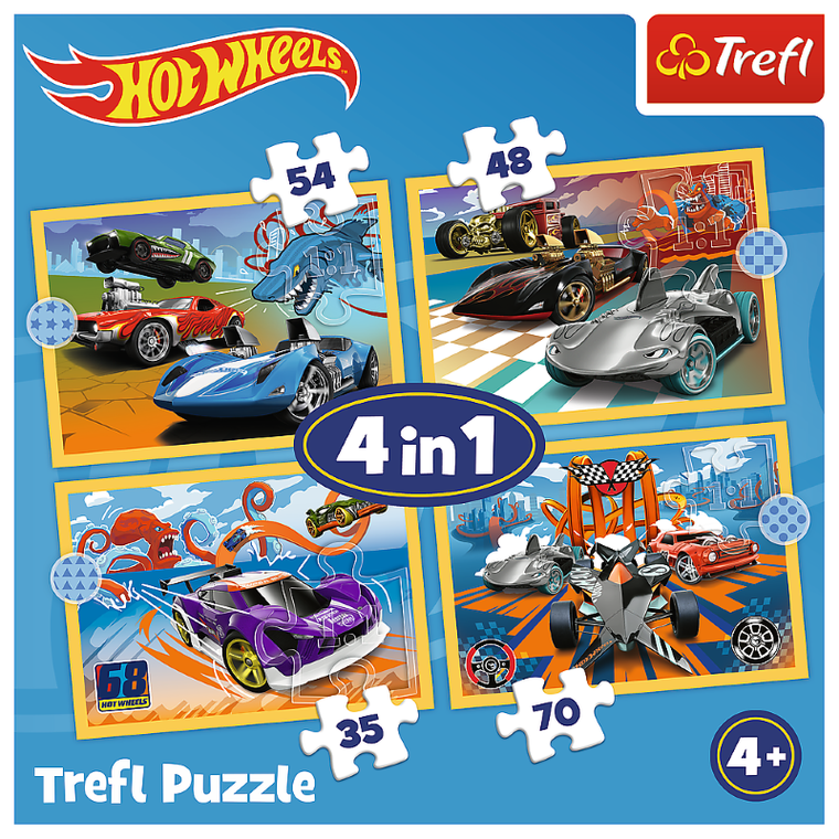 Trefl, Pojazdy Hot Wheels, puzzle 4w1