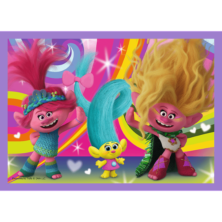 Trefl, Przygody kolorowych Trolli, puzzle 4w1