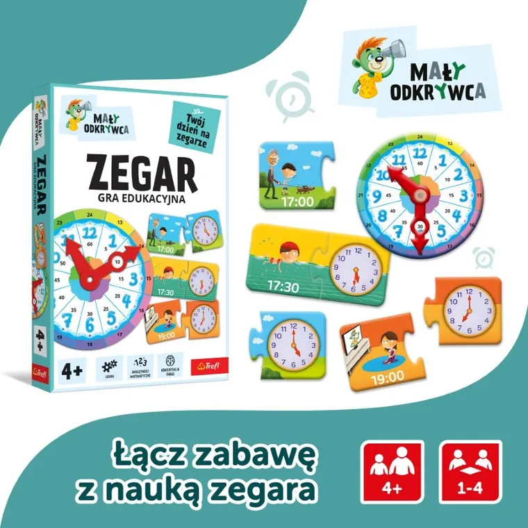 Trefl, Rodzina Treflików, Mały Odkrywca, Zegar, gra edukacyjna