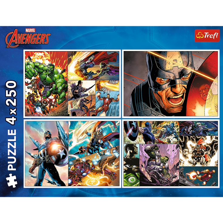 Trefl, The Avengers, Bohaterskie dni, puzzle, 4-250 elementów