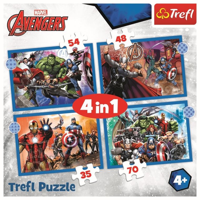 Trefl, The Avengers, Odważni Avengersi, puzzle 4w1