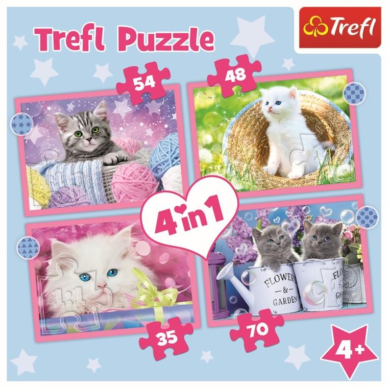 Trefl, Zabawne kotki, puzzle 4w1