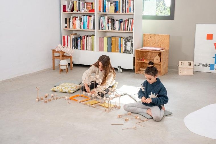 Trigonos, Mini Trigonos L, drewniane klocki konstrukcyjne, 130 elementów