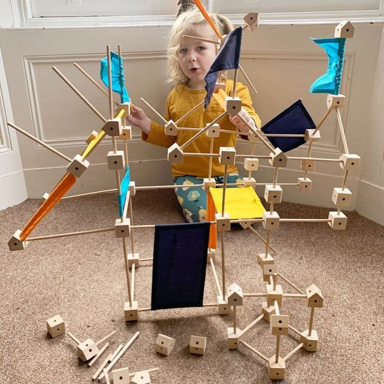 Trigonos, Mini Trigonos XL, drewniane klocki konstrukcyjne, 550 elementów