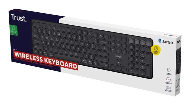 Trust, Vaiya, klawiatura bezprzewodowa, czarna