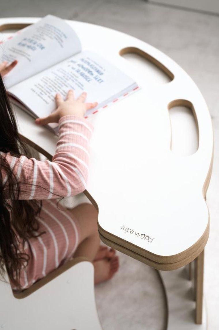 tupti.wood, 3w1: duży bujak montessori + duża zjeżdżalnia, drabinka + blat