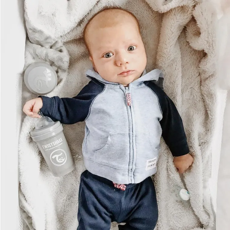 Twistshake, butelka antykolkowa, 180 ml, pastelowa szara