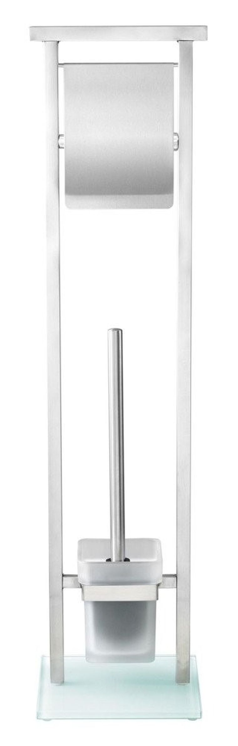 Uchwyt z osłonką na papier toaletowy i szczotka do WC, z pojemnikiem szklanym