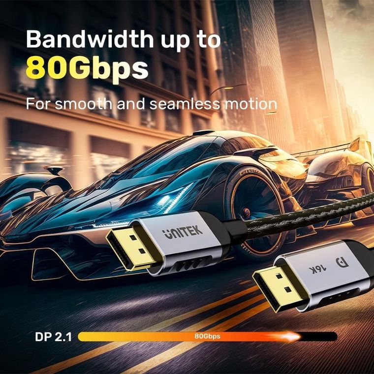 Unitek, kabel DisplayPort 2.1, czarny, 8K, 120 Hz, 1.5 m