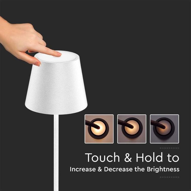 V-tac, lampa podłogowa LED, biała, ładowalna, 3000K, 4W