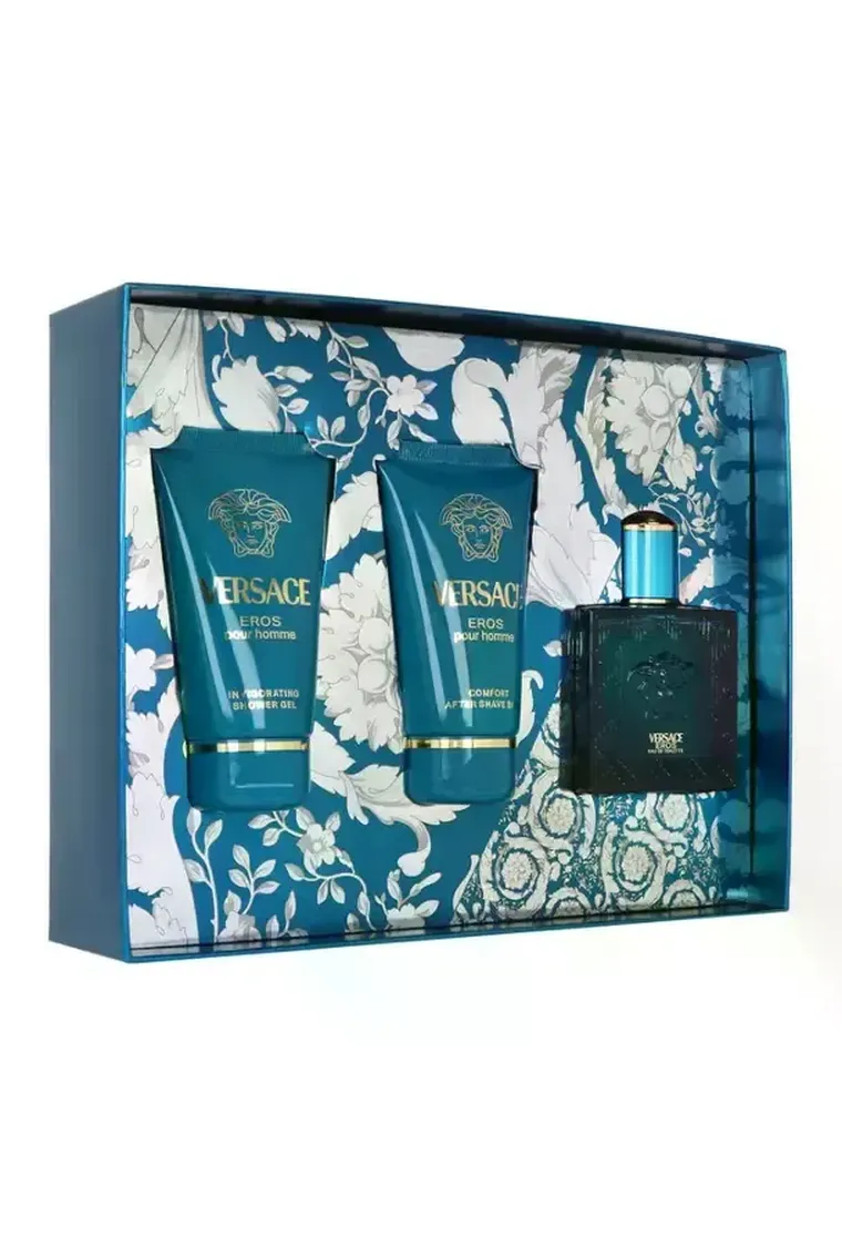 Versace, Eros Pour Homme, zestaw: woda toaletowa, 50 ml + żel pod prysznic, 50 ml + balsam po goleniu, 50 ml