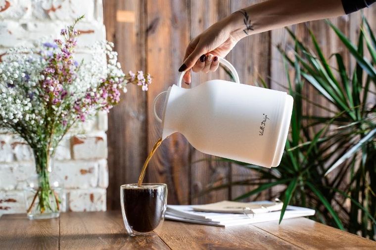 Vialli Design, Amo, termos z wkładem szklanym, biały, 1l