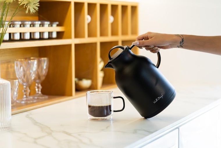 Vialli Design, Amo, termos z wkładem szklanym, czarny, 1l